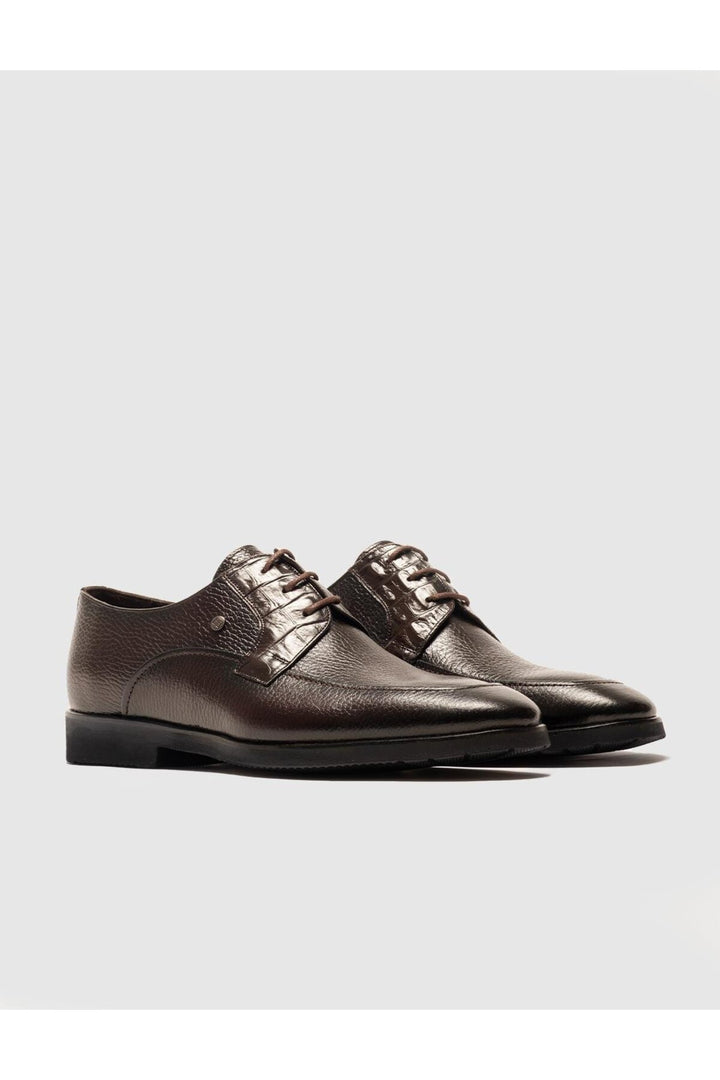 Cabani Shoes Chaussures classiques pour hommes en cuir véritable marron à lacets - Marron