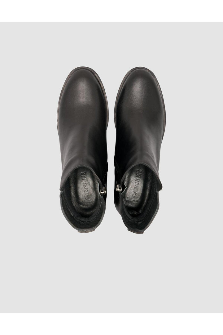 Cabani Shoes Bottines à talons pour femmes en cuir véritable noir avec clous à 100%. - Multicolore