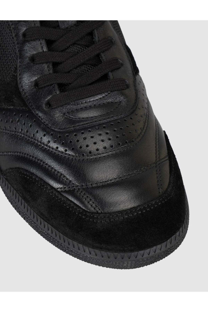 Cabani Shoes Baskets pour hommes en cuir véritable noir - Multicolore
