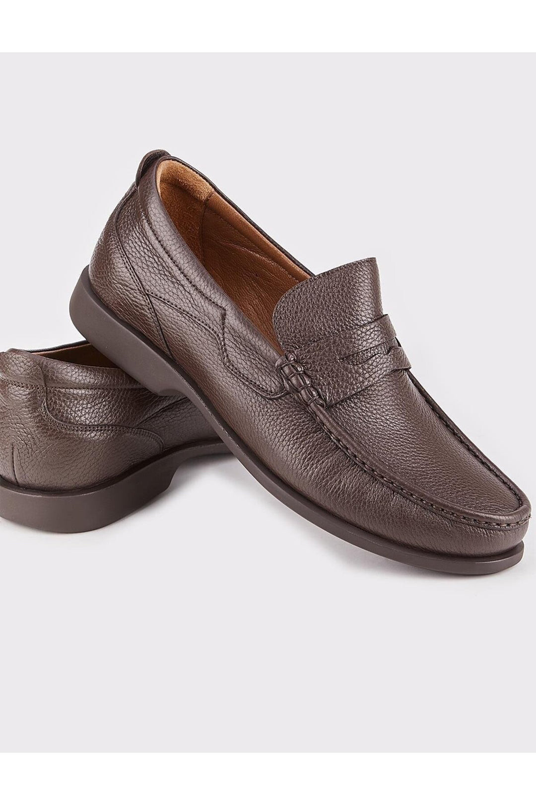 Cabani Shoes Chaussures mocassins décontractées pour hommes en cuir véritable marron - Marron