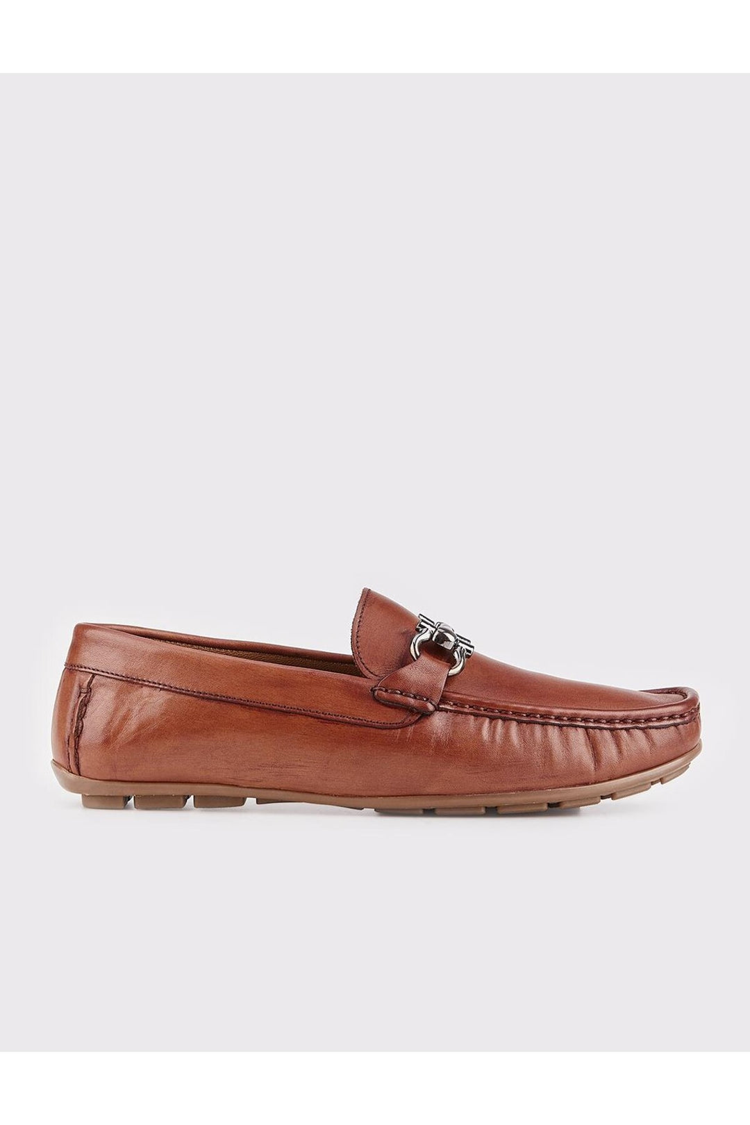 Cabani Shoes Mocassin homme en cuir véritable tabac avec détail de boucle - Marron