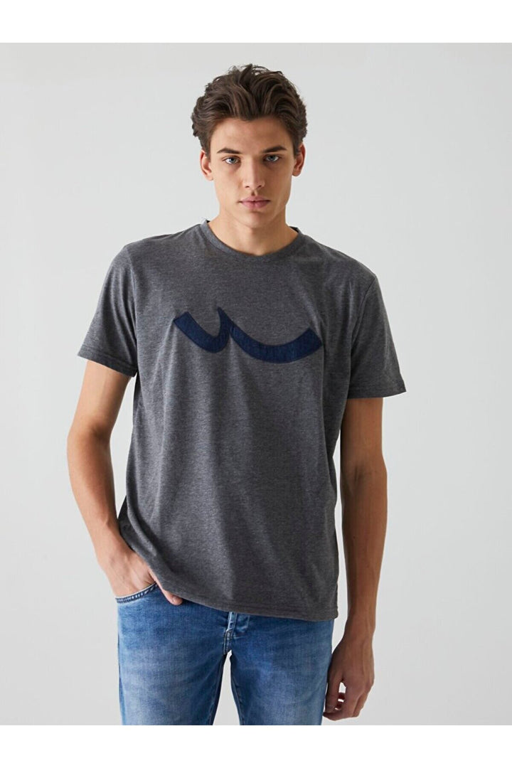 LTB T-shirt anthracite avec logo ras du cou