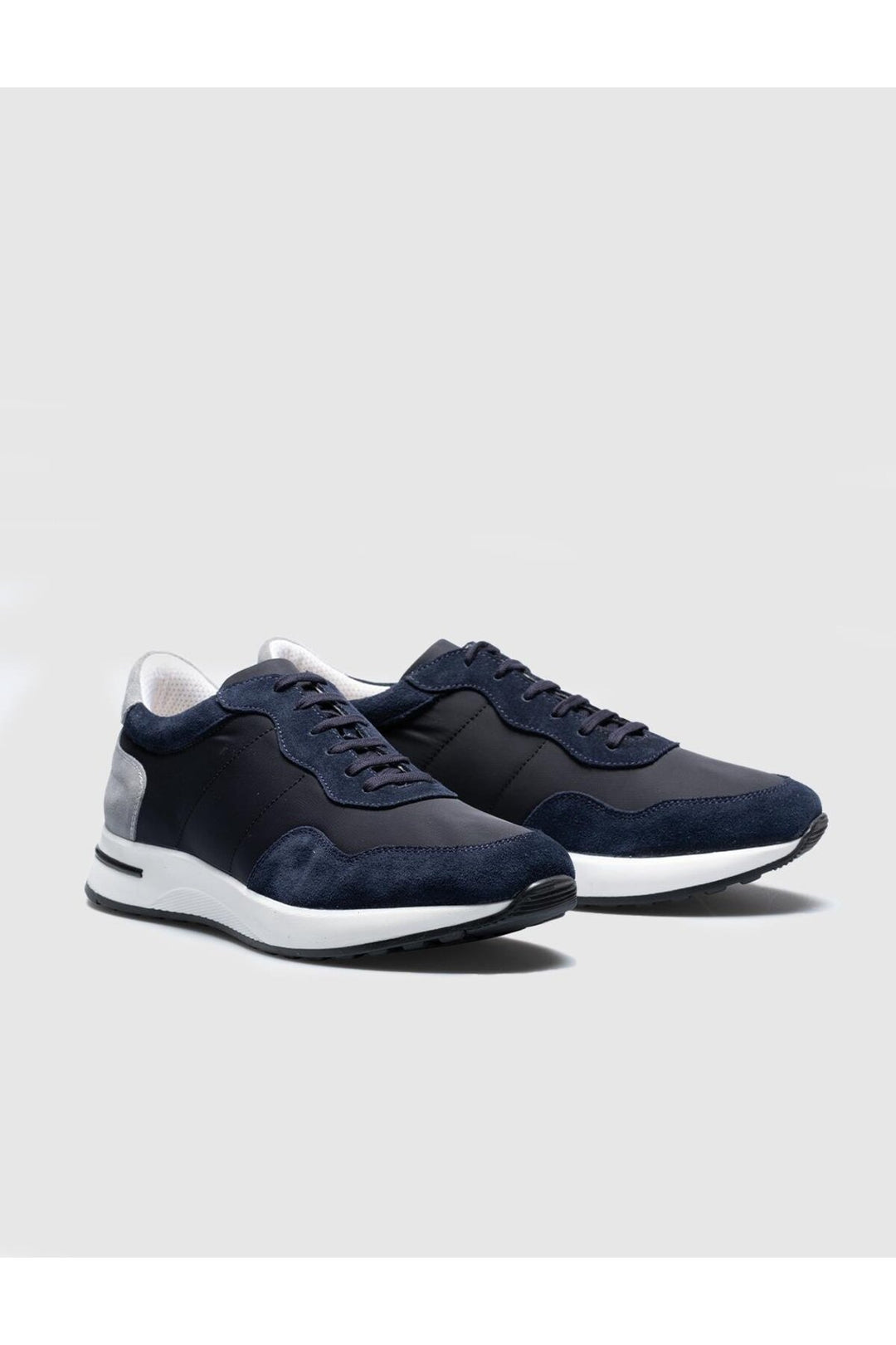 Cabani Shoes Chaussures de sport pour hommes en cuir véritable bleu marine à lacets - Bleu marine