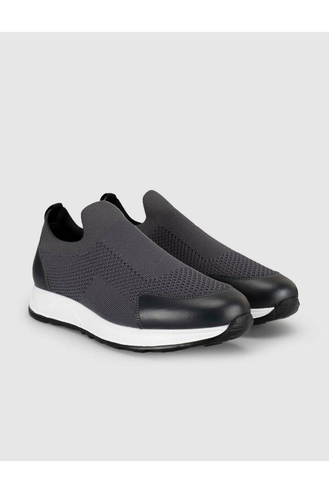 Cabani Shoes Chaussures en tricot pour hommes d'été grises avec détails en cuir - Gris