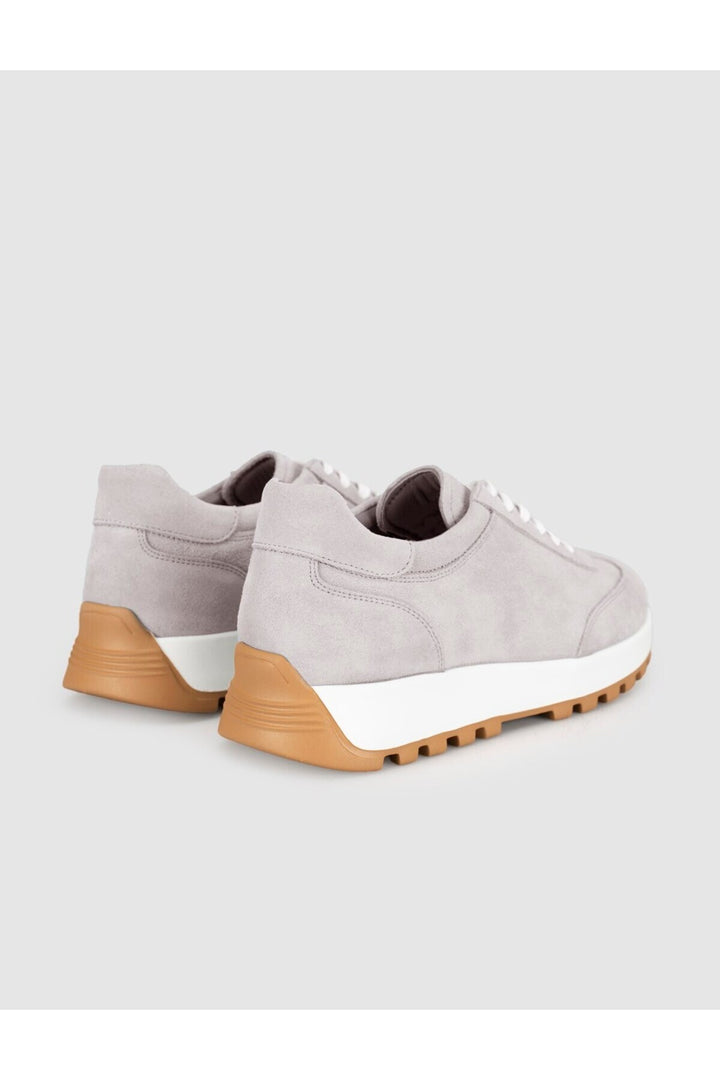 Cabani Shoes Baskets femme en cuir véritable suédé gris clair - Multicolore