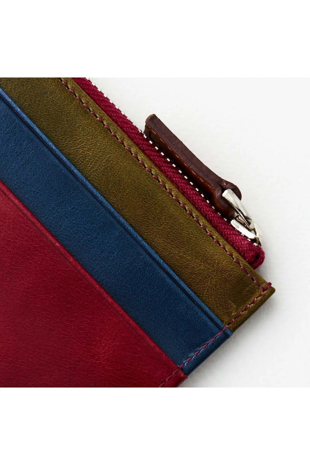 Helmbrook Porte-cartes zippé en cuir véritable pour homme avec protection RFID Seward Burgundy Plus