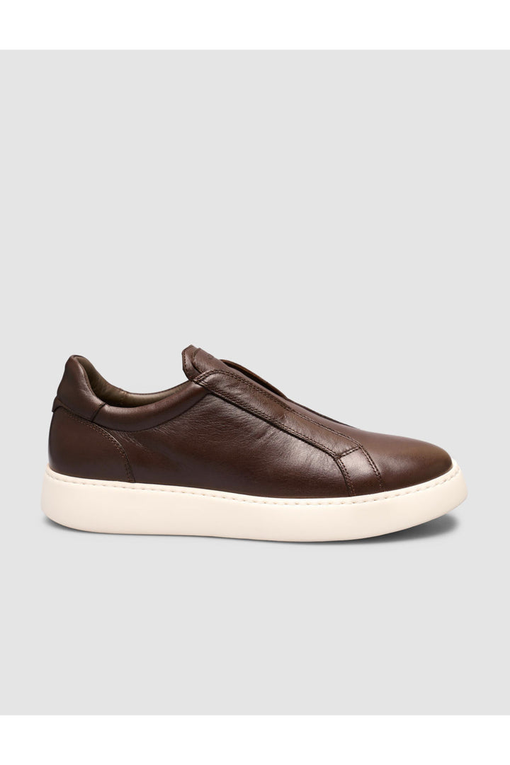 Cabani Shoes Baskets Slip-On en Cuir Véritable Marron - Multicolore