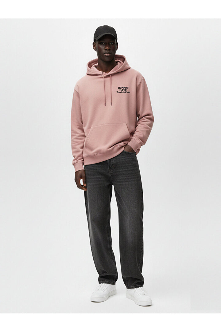 LTB Sweat-shirt rose imprimé à capuche et manches longues
