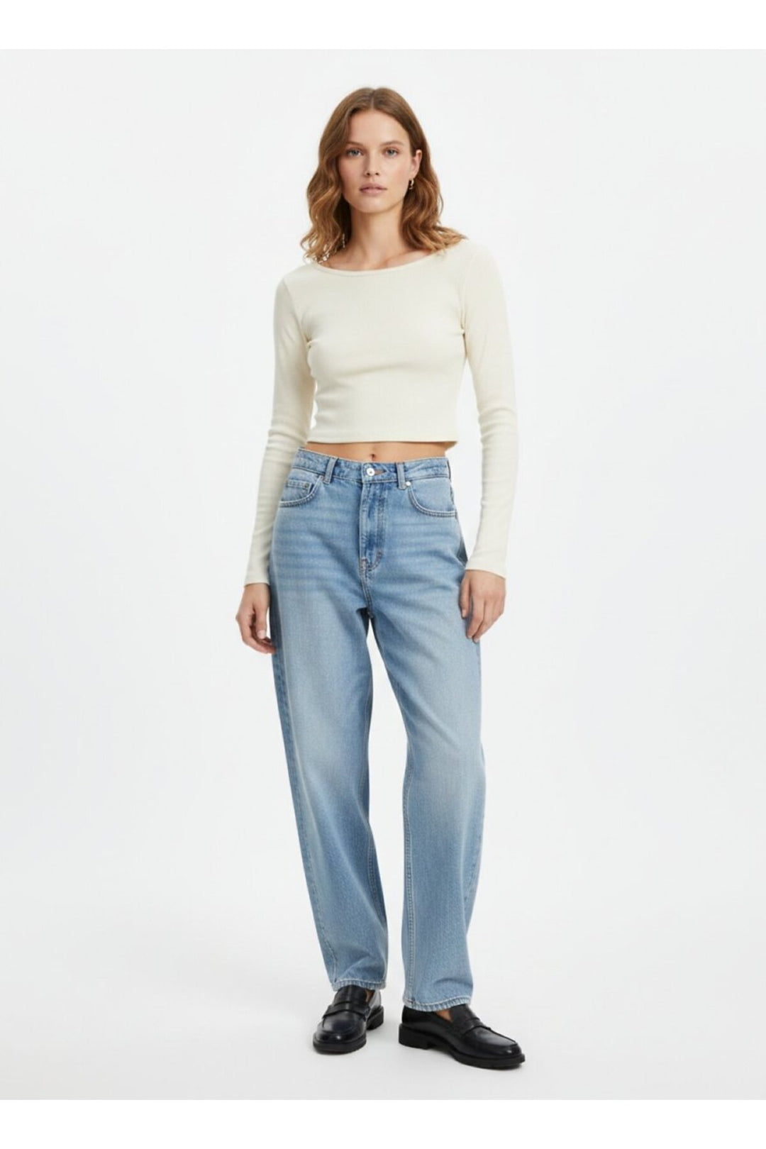 LTB Sweatshirt crème à col bateau et manches longues - Crème