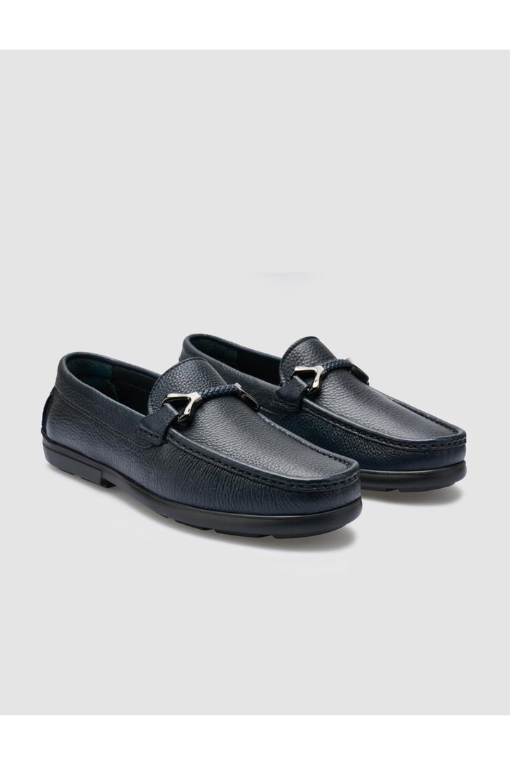 Cabani Shoes %100 Cuir Véritable Mocassins Pour Hommes Détails Boucle Bleu Marine - Bleu marine