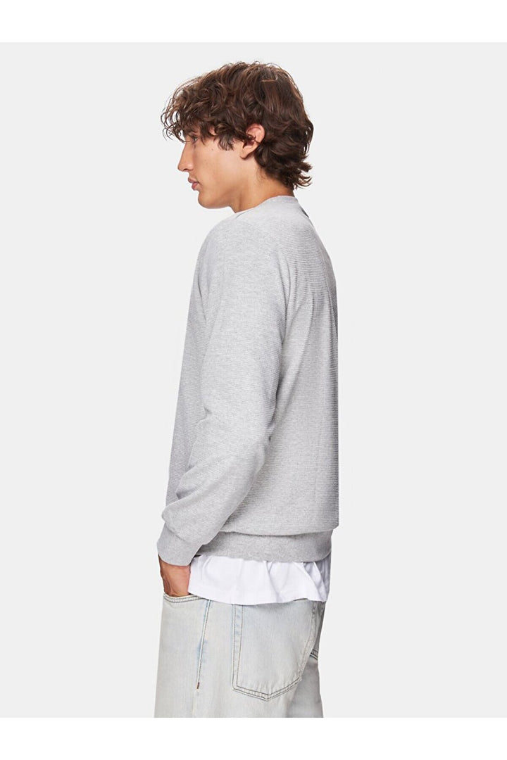 LTB Sweat-shirt gris à manches longues avec encolure en O