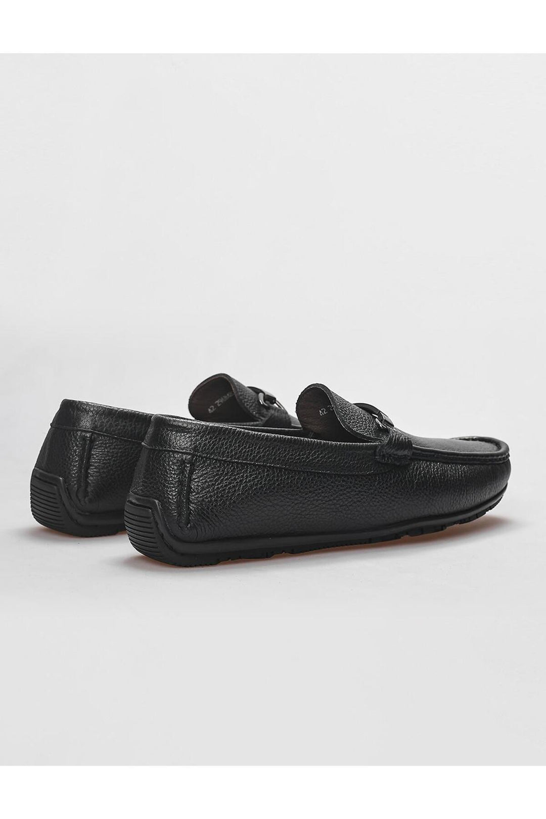 Cabani Shoes Mocassins pour hommes en cuir véritable avec détail de boucle noire - Noir
