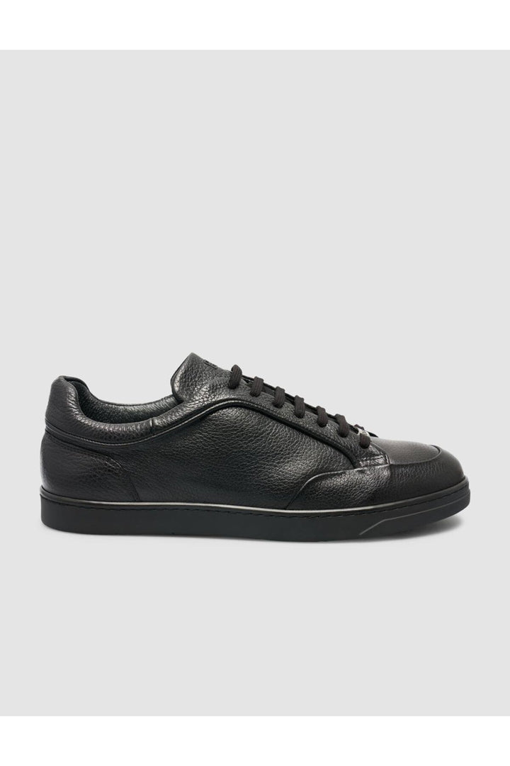 Cabani Shoes Chaussures de sport pour hommes en cuir véritable noir à lacets 100% - Noir