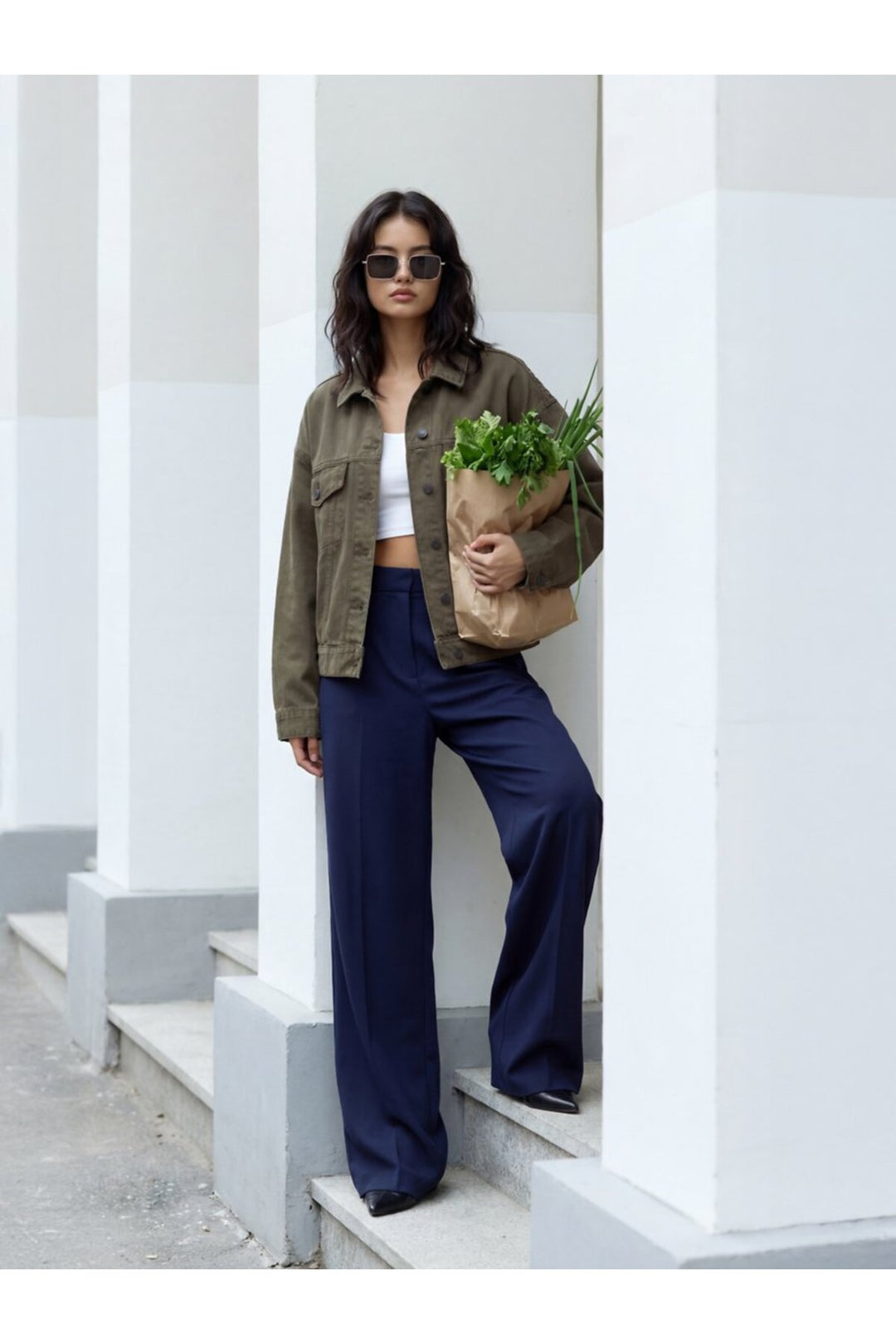 LTB Veste en jean taille moyenne indigo avec col de chemise Celıa L oversize - çok renkli