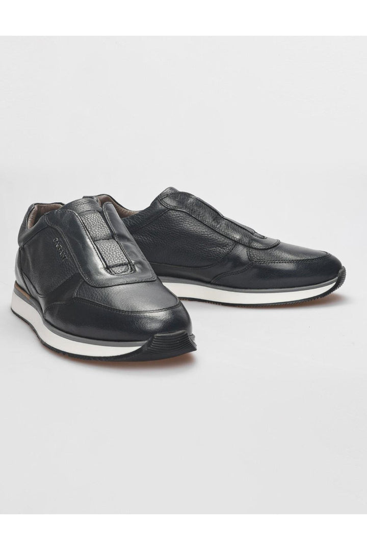 Cabani Shoes Chaussures de sport pour hommes en cuir véritable bleu marine - Bleu marine