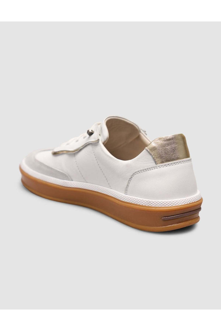 Cabani Shoes Baskets pour femmes en cuir véritable de veau blanc à lacets - Blanc