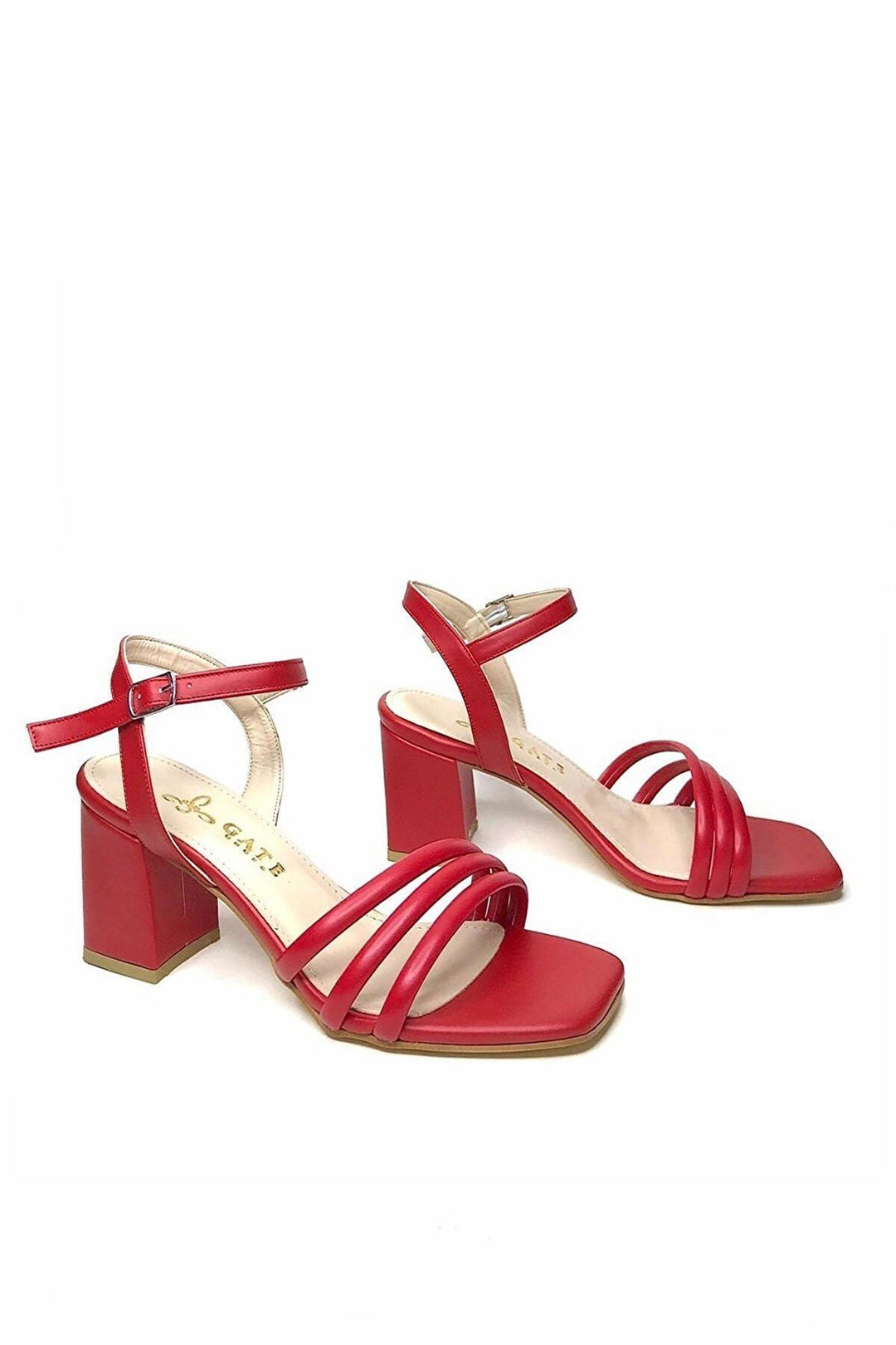 Wavelys Chaussures à talons avec bande pour femmes Sandales Luis Gate Shoes - Rouge