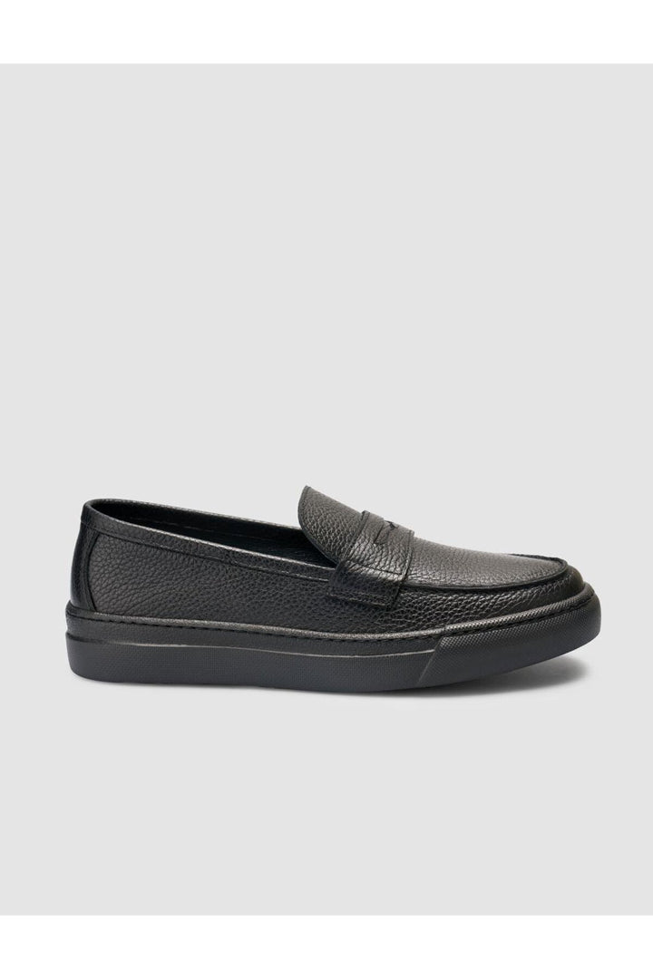Cabani Shoes %100 Cuir véritable Mocassins pour hommes à bande noire - Noir