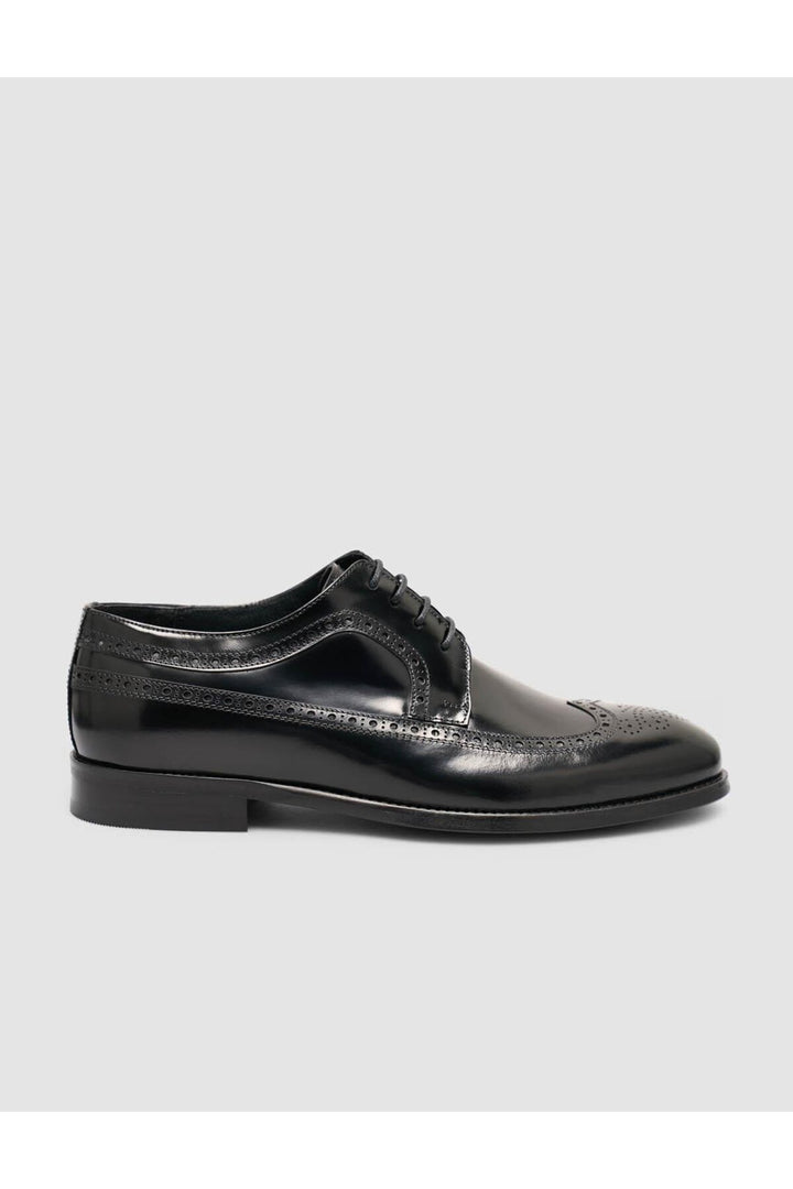Cabani Shoes Chaussures classiques brogue en cuir véritable noires pour hommes - Noir