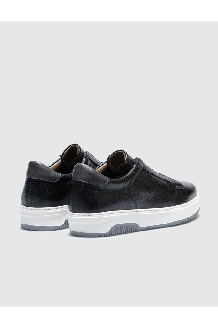 Cabani Shoes Chaussures de sport pour hommes en cuir véritable noir à lacets. - Noir