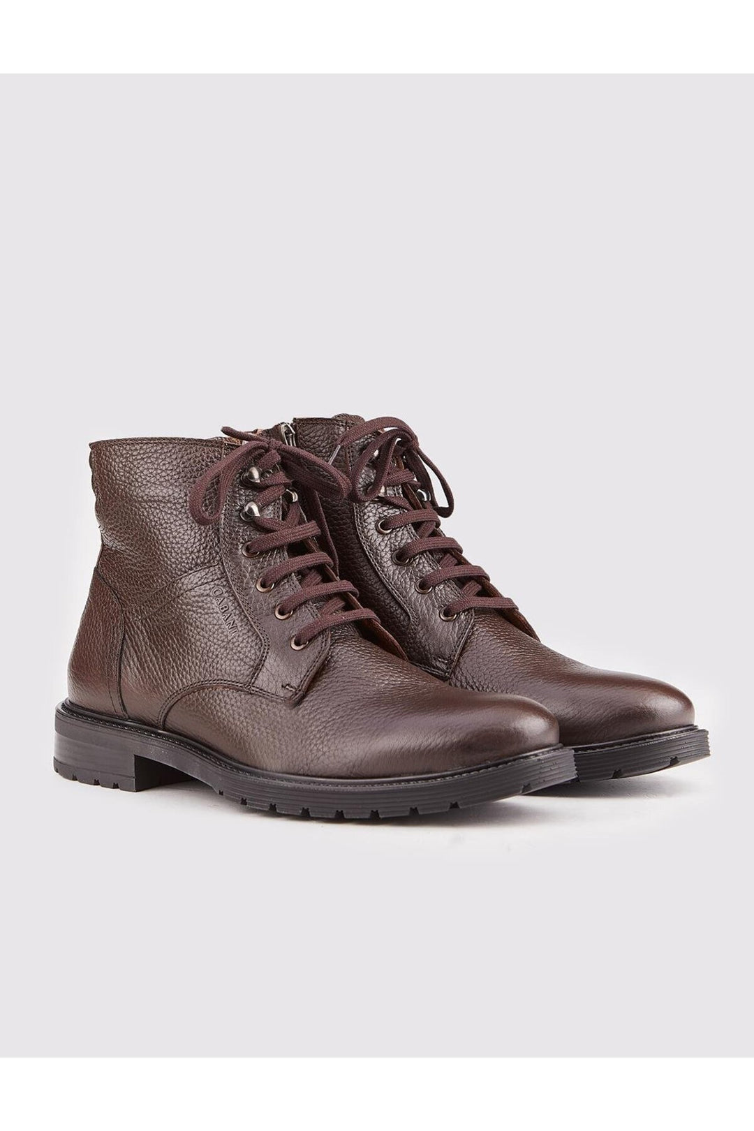 Cabani Shoes Bottines pour hommes en cuir véritable avec semelle en caoutchouc, marron, à lacets. - Multicolore