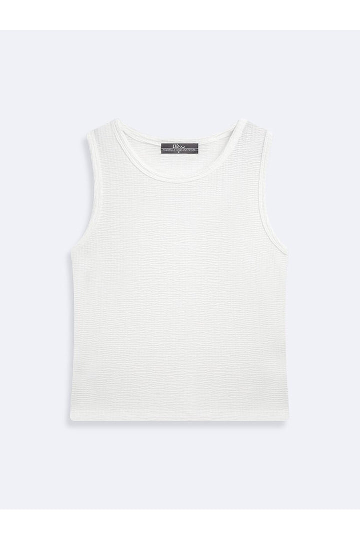 LTB Singlet blanc basique sans manches à col zéro