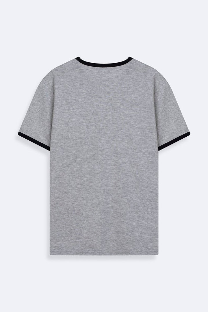 LTB T-shirt gris à détails biais imprimé varsity coupe relax - Gris