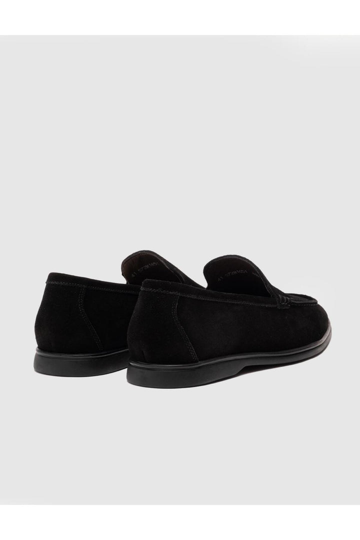 Cabani Shoes Chaussures de ville pour hommes en cuir véritable en suède noir - Noir