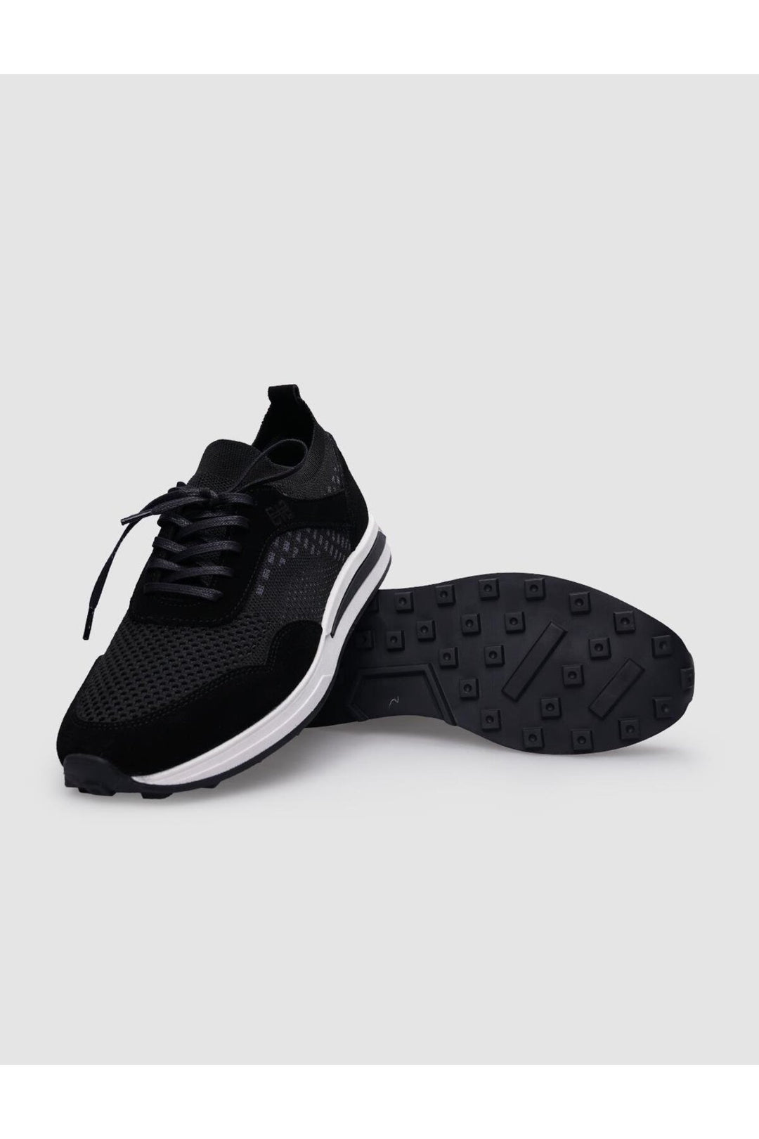 Cabani Shoes Chaussures de sport pour hommes en tricot noir avec lacets - Noir