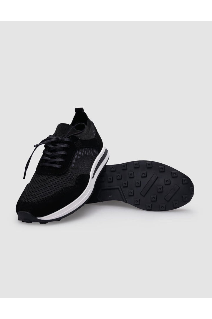 Cabani Shoes Chaussures de sport pour hommes en tricot noir avec lacets - Noir