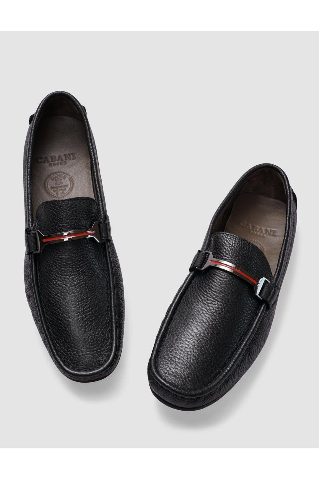 Cabani Shoes Mocassin homme en cuir véritable noir à boucle - Noir