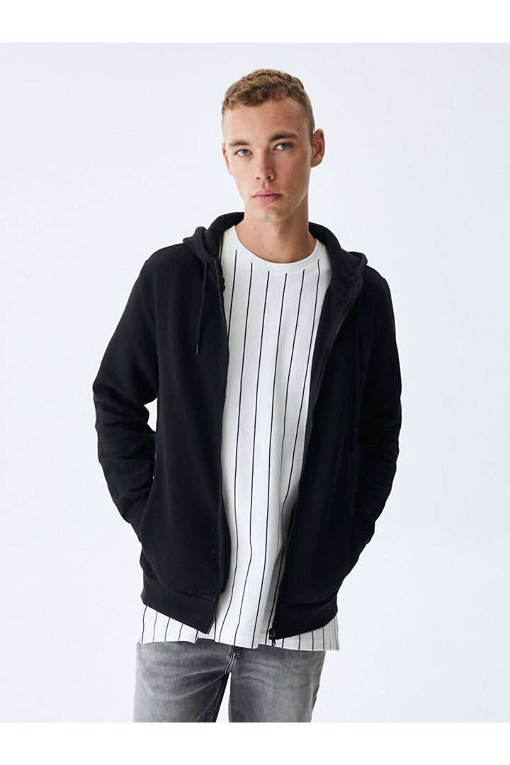 LTB Sweat noir zippé à capuche