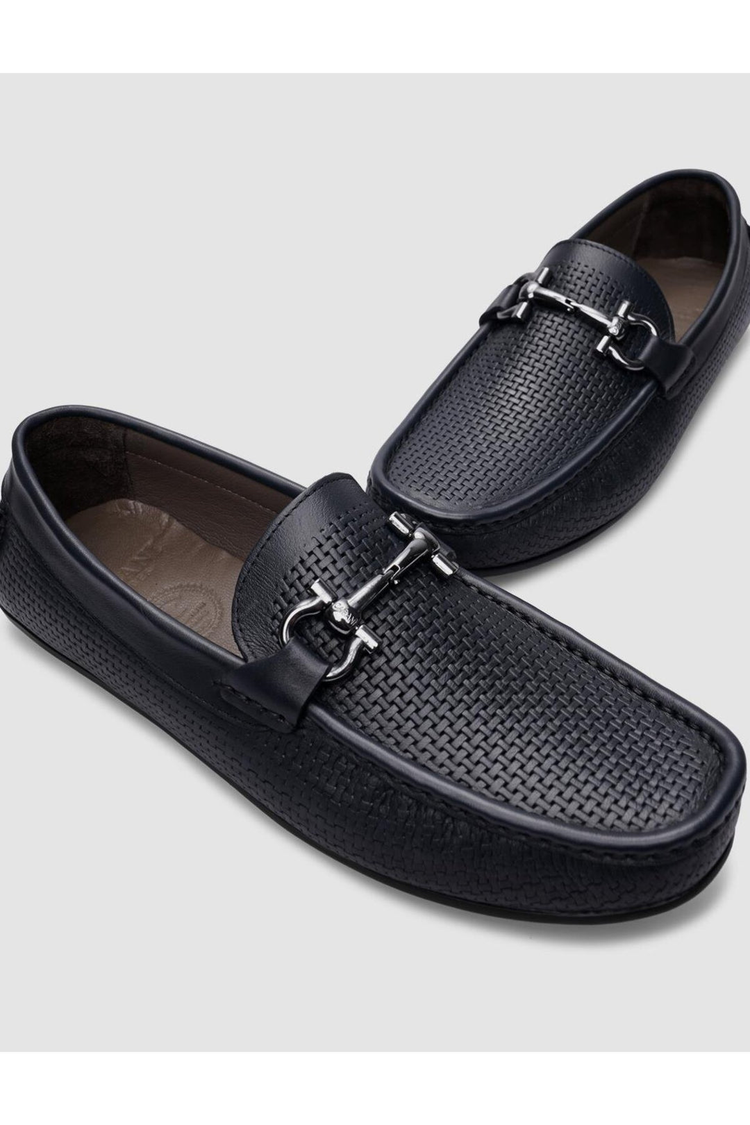 Cabani Shoes %100 Cuir Véritable Mocassins Pour Hommes En Tressé Bleu Marine - Bleu marine