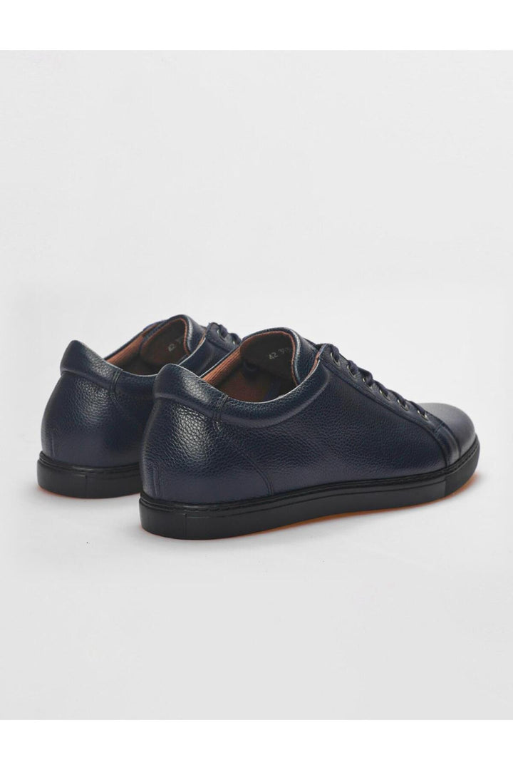 Cabani Shoes Baskets pour hommes en cuir véritable bleu marine à lacets - Bleu marine