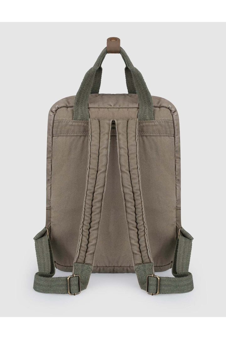 Cabani Shoes Sac à dos unisexe en lin imprimé vintage vison - Kaki