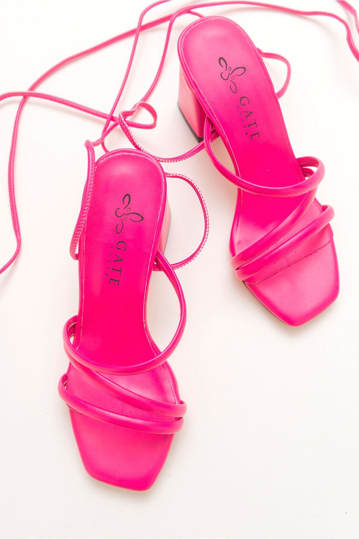 Wavelys Sandales ou tongs à lacets amovibles, doublure en cuir véritable, sandales pour femmes - Fuchsia