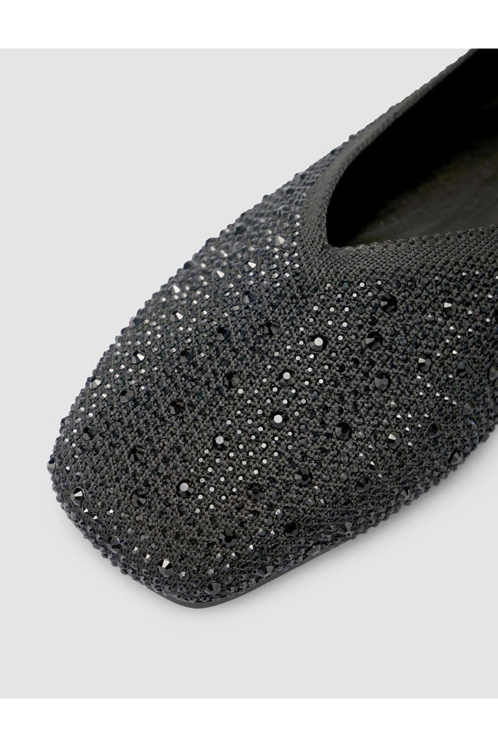 Cabani Shoes Ballerines noires en tissu avec pierres Serario pour femmes - Noir