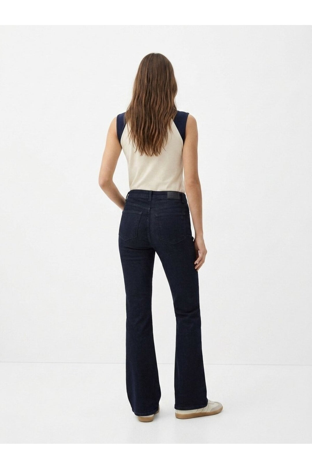 LTB Pantalon Jean Taille Haute à Jambes Évasées Noir Indigo Noelia L - Bleu