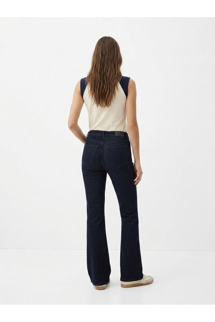 LTB Pantalon Jean Taille Haute à Jambes Évasées Noir Indigo Noelia L - Bleu