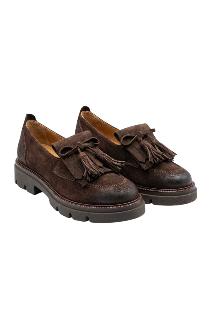 Wavelys ELCHE Mocassin élégant en cuir suédé véritable marron avec effet de brûlure spécial - Marron