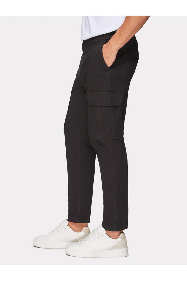 LTB Pantalon noir à jambes droites en gabardine