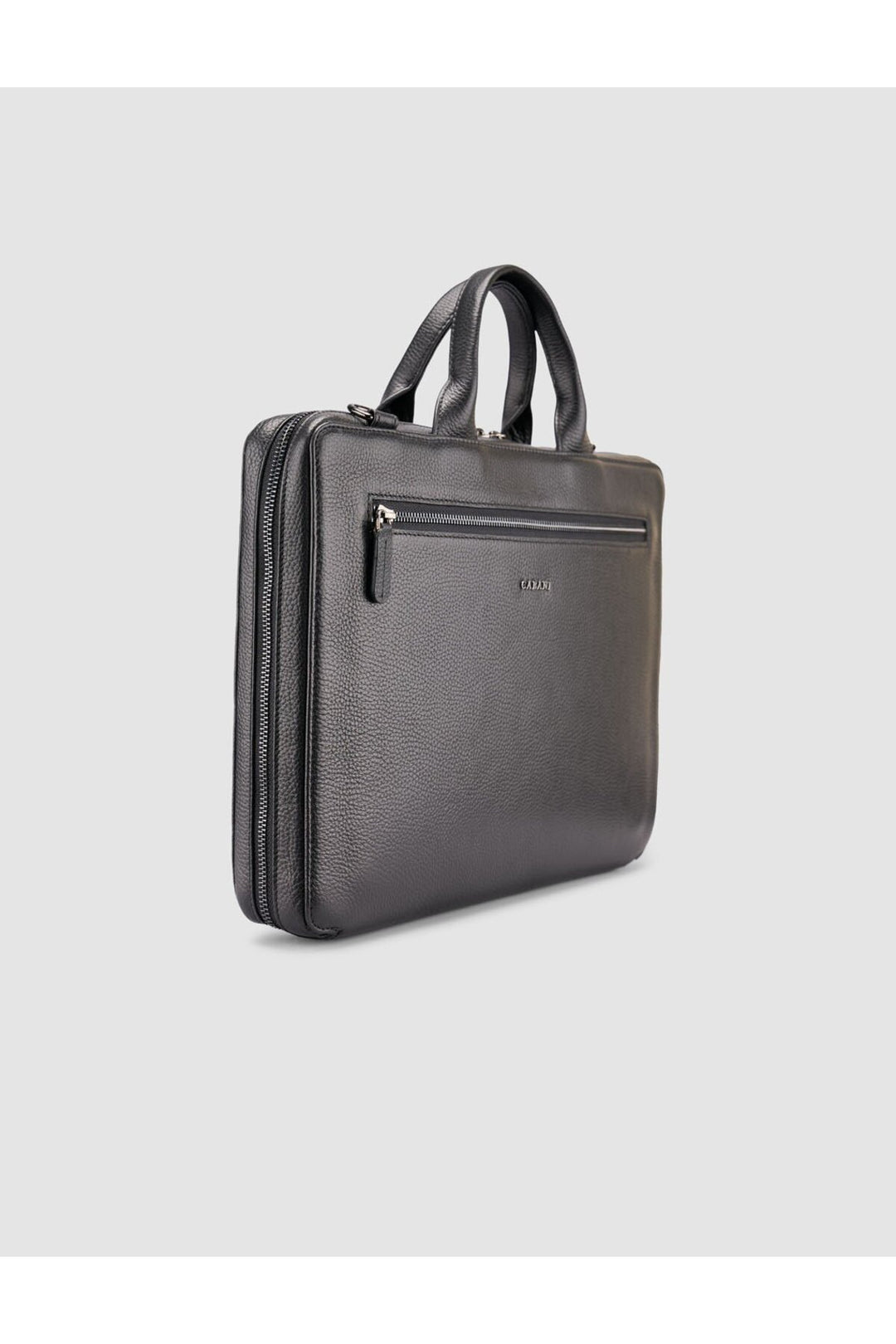 Cabani Shoes Sac en cuir véritable noir à deux compartiments pour documents et ordinateur portable - Noir
