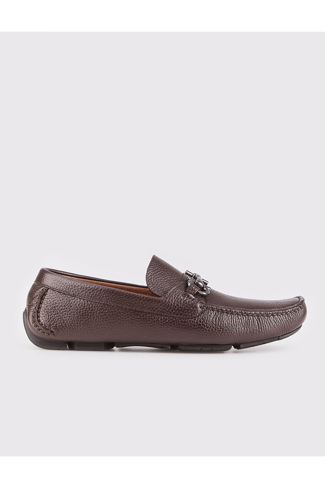 Cabani Shoes Chaussures Loafer pour hommes en cuir véritable marron avec accessoire en boucle en métal - Marron