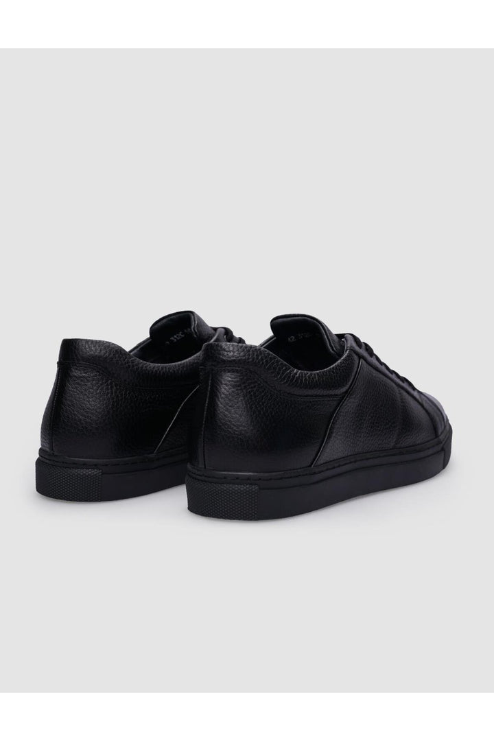 Cabani Shoes %100 Cuir véritable Baskets pour hommes noires à lacets - Noir