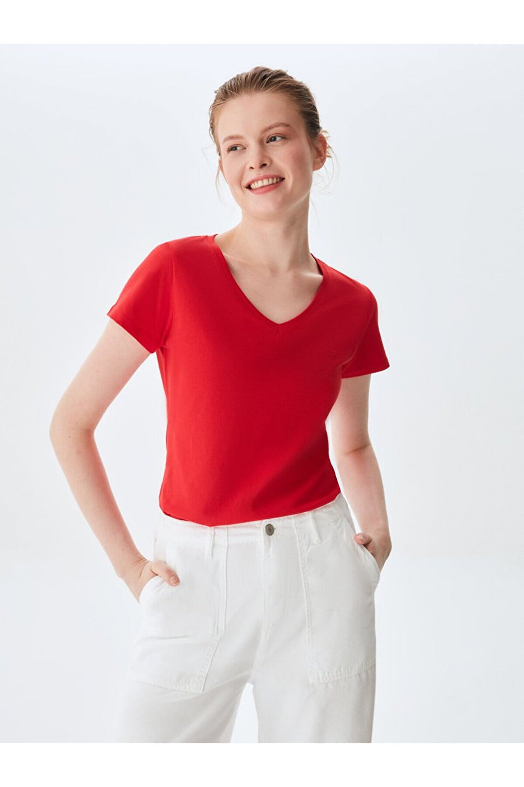 LTB T-shirt rouge classique à manches courtes Pressure avec encolure en V