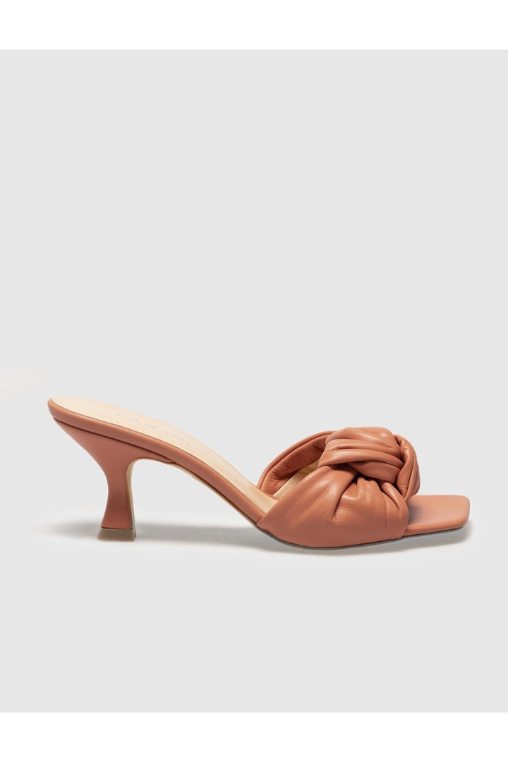 Cabani Shoes Sandales à talons fins en cuir véritable saumon pour femmes - Rose