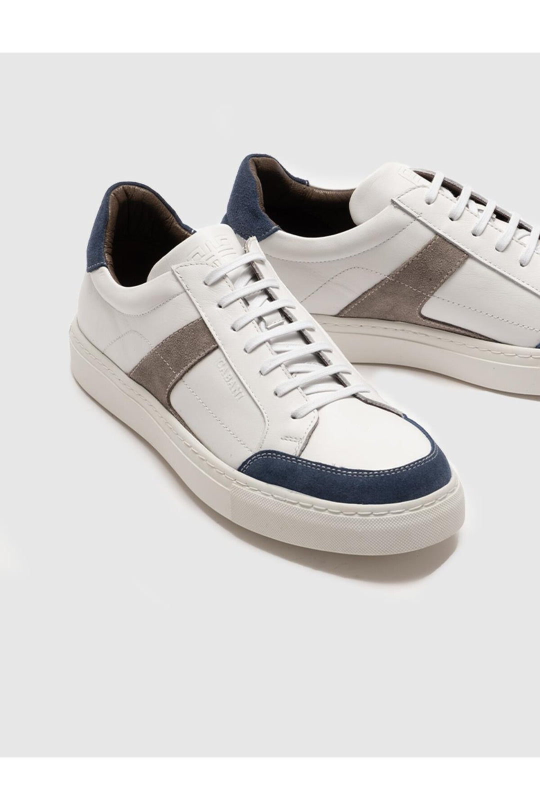 Cabani Shoes Chaussures de sport pour hommes en cuir véritable blanches à lacets - Blanc
