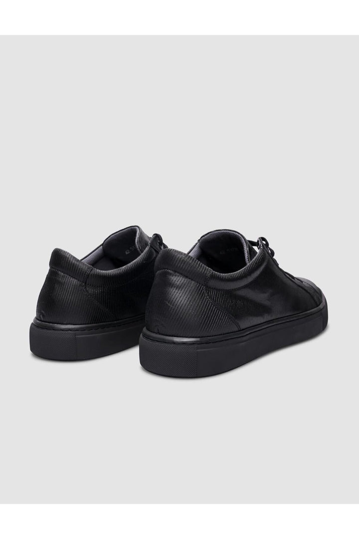 Cabani Shoes % 100 Cuir véritable Baskets pour hommes noires à lacets - Noir