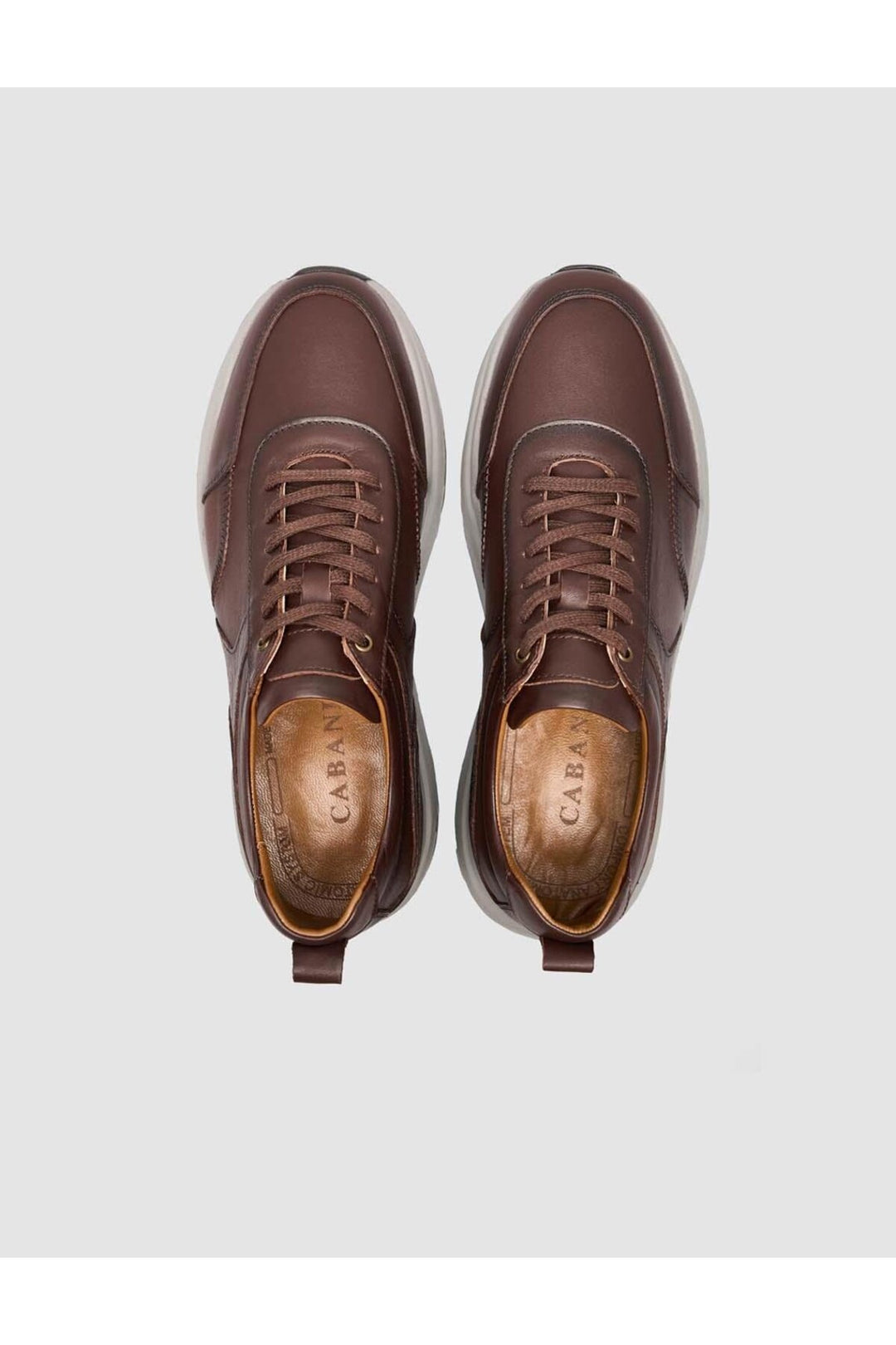 Cabani Shoes %100 Cuir véritable Baskets marron pour homme à lacets - Marron