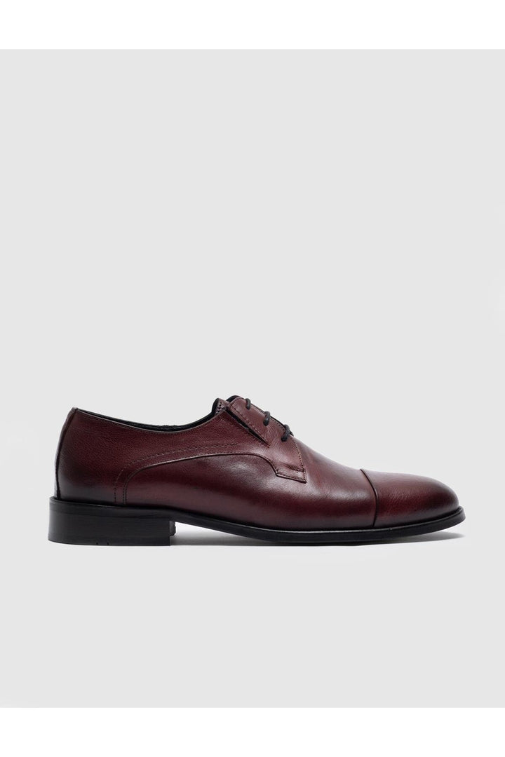 Cabani Shoes Chaussures classiques pour hommes en cuir véritable bordeaux à lacets - Bordeaux